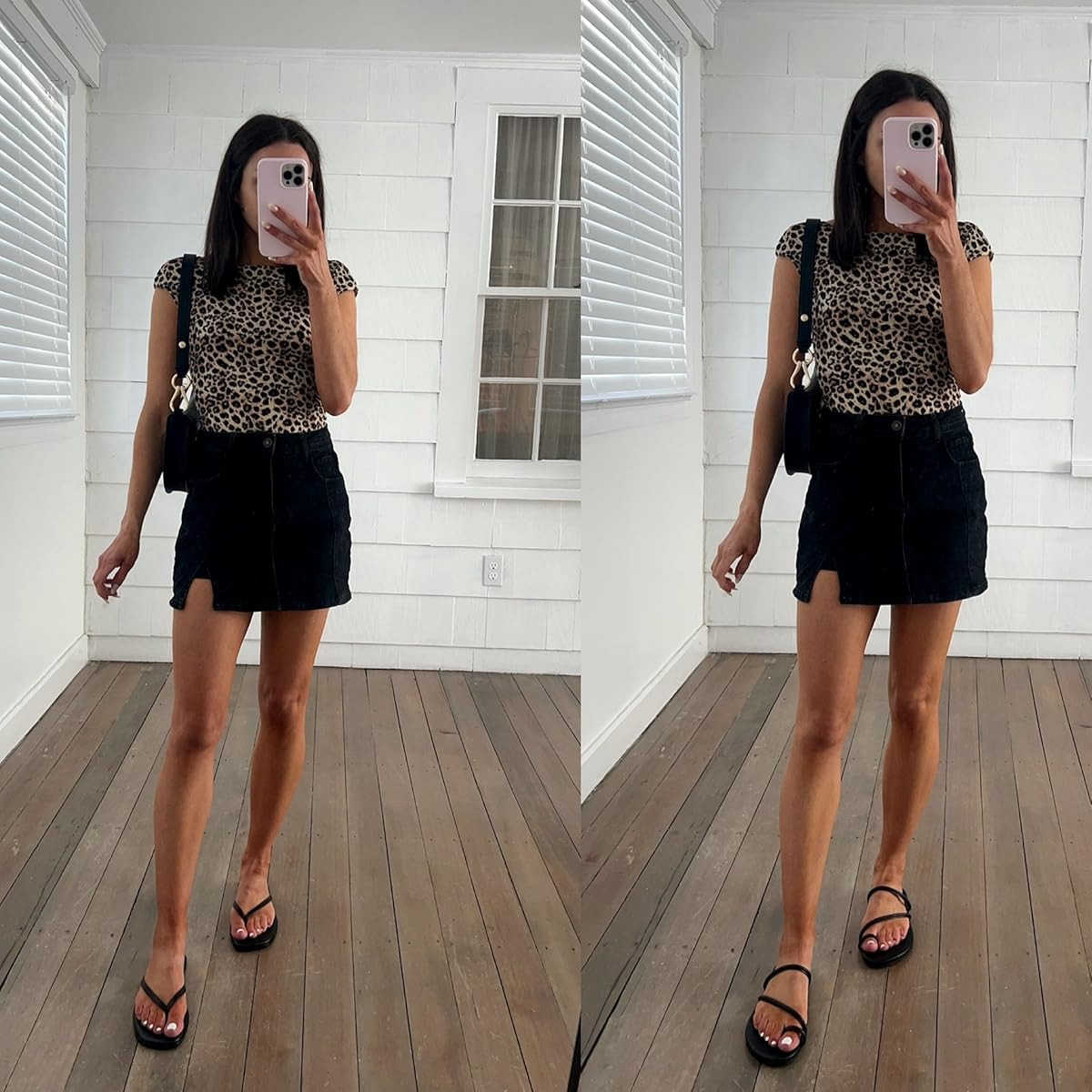 Summer outfit-skort wearing XS, top in XS, sandals true to size !
cheetah print top/denim black skort/sandals/black shoulder bag 

 

#LTKSeasonal #LTKPetite #LTKFindsUnder50