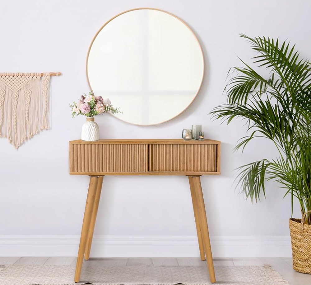 Console Table, Small Console Tables for Entryway, 31" Vanity Desk Fluted Entrance Table, Brown En... | Amazon (US)