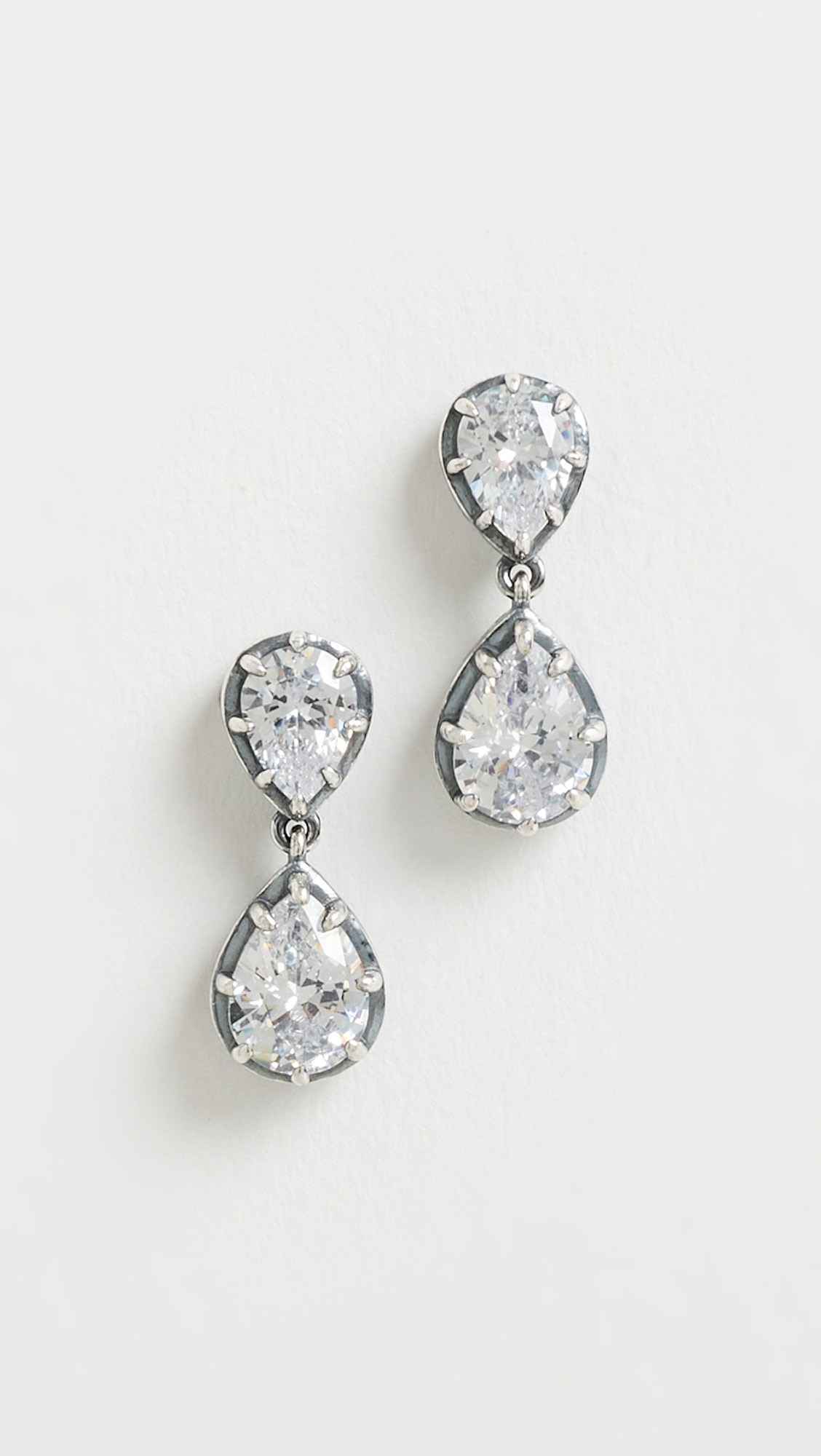 Cubic Zirconia Double Pear Encased Drop Stud Earrings | Shopbop