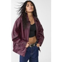 Stradivarius Faux leather aviator jacket Burgundy S | Stradivarius (UK)