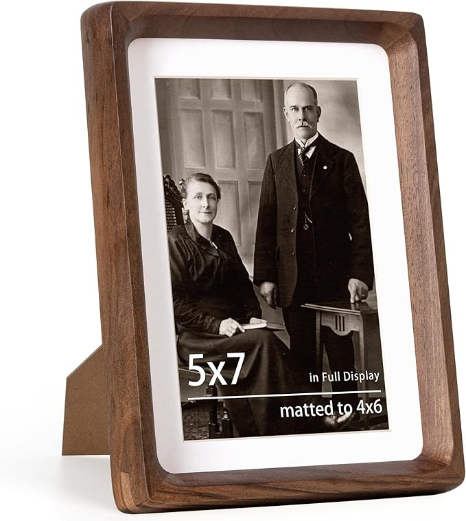 5x7 Wooden Picture Frames USA-Sourced Natural Walnut Wood Solid Wood Photo Frame Handcrafted Roun... | Amazon (US)