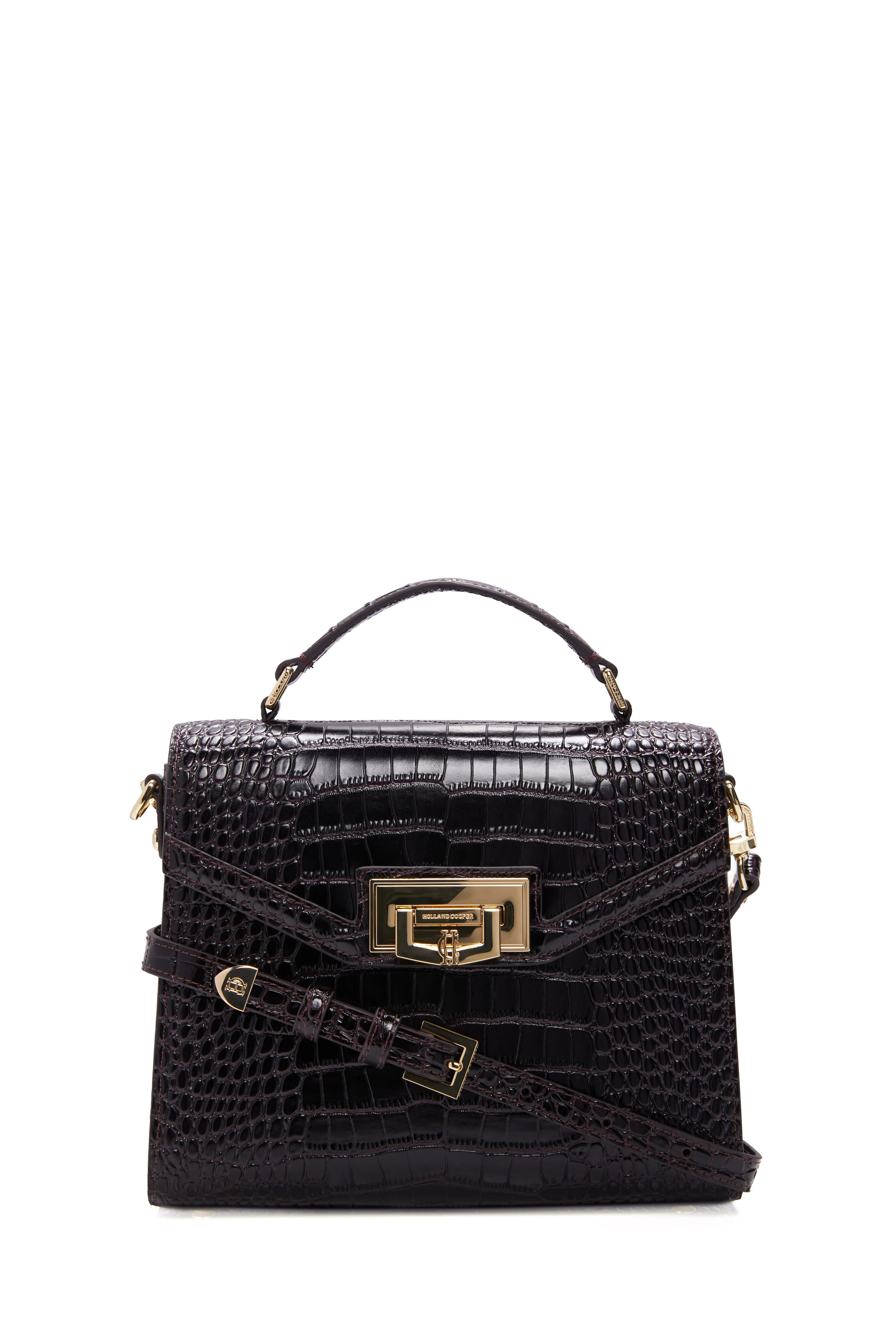 Cheltenham Bag (Rich Chocolate Croc) | Holland Cooper