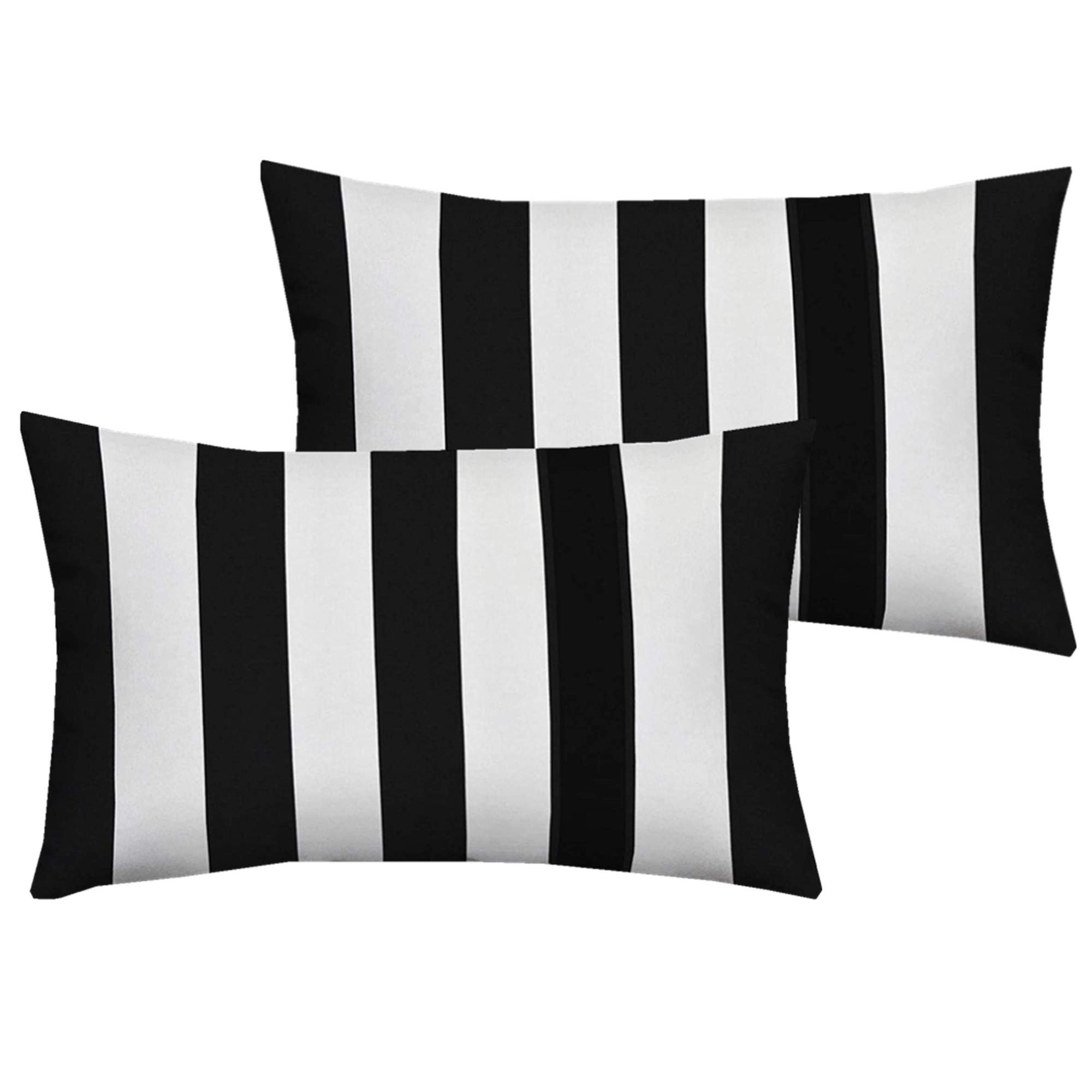 Leaveland White and Black Stripe Set of 2 12x20 Inch Cotton Polyester Square Throw Pillow Case De... | Amazon (US)