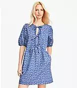 Floral Poplin Bow Mini Pocket Dress | LOFT