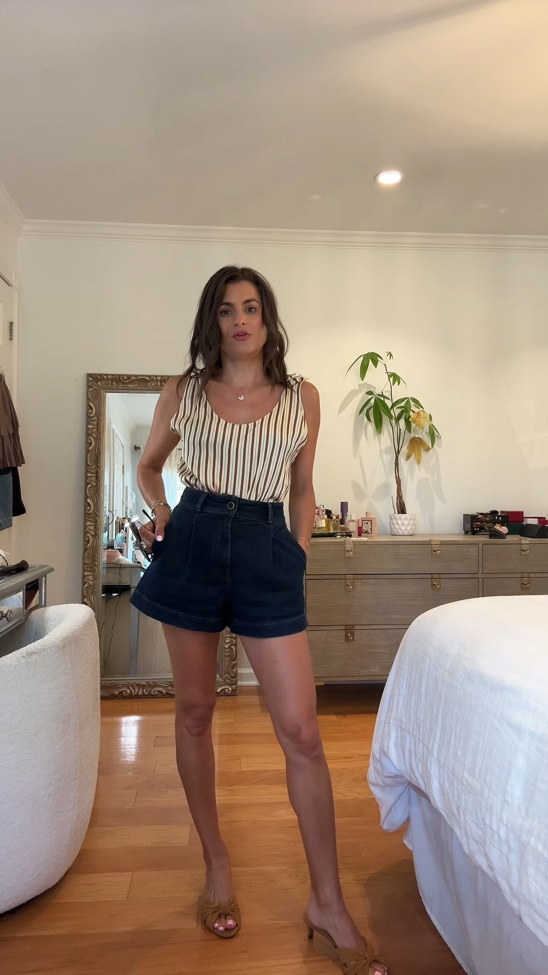 Striped top and shorts with a little quick tailoring tip