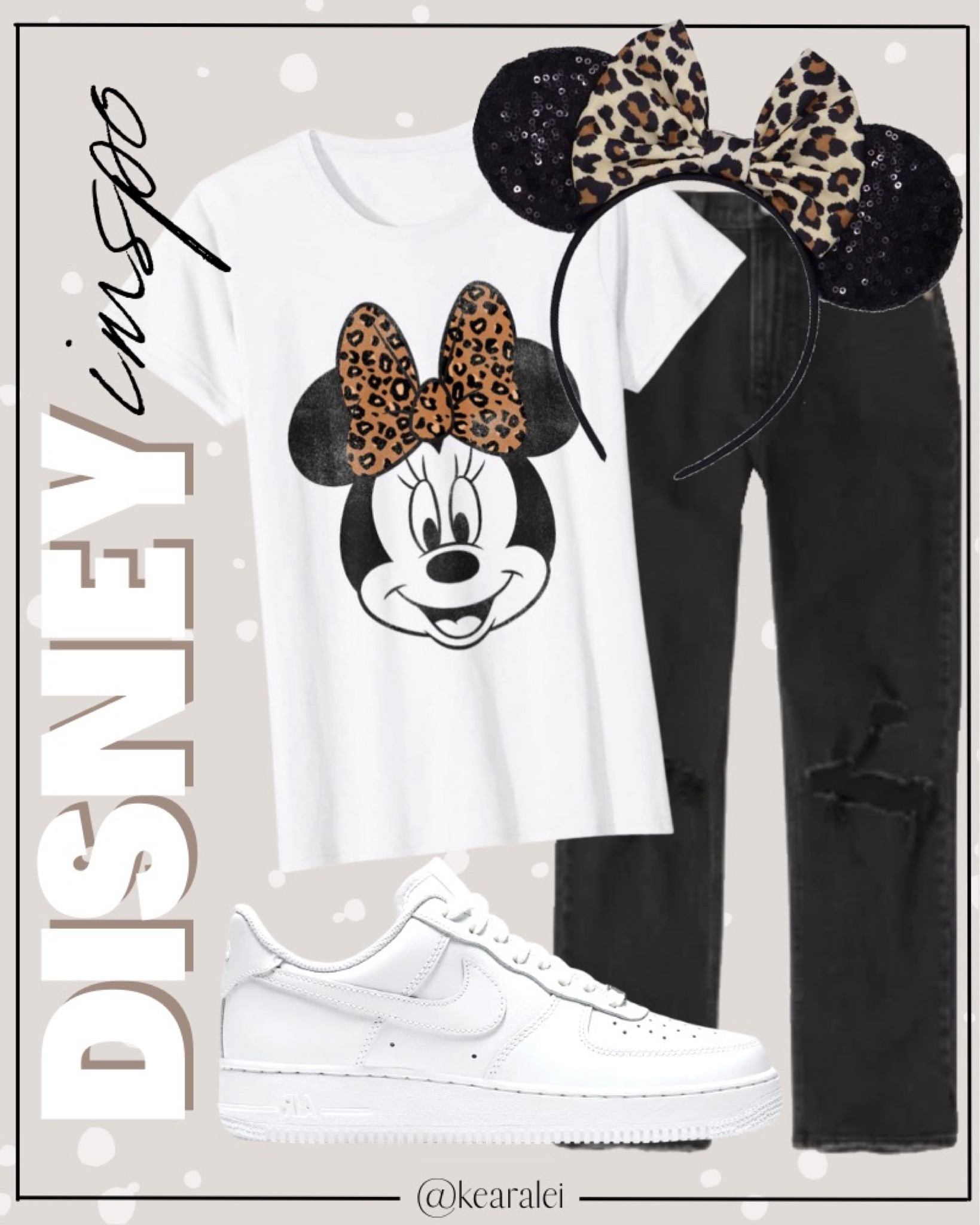 Disney outfit idea Disney world outfits Disneyland Minnie Mouse Mickey Mouse leopard print Ear headbands Minnie ears bow tshirt shirts tops Nike sneakers shoes black distressed jeans denim || #disney #Disneyland #disneyworld #outfit #outfits #minnie #mickey #mouse #amazon #affordable #cheap #budget 

#LTKsalealert #LTKunder50 #LTKstyletip
