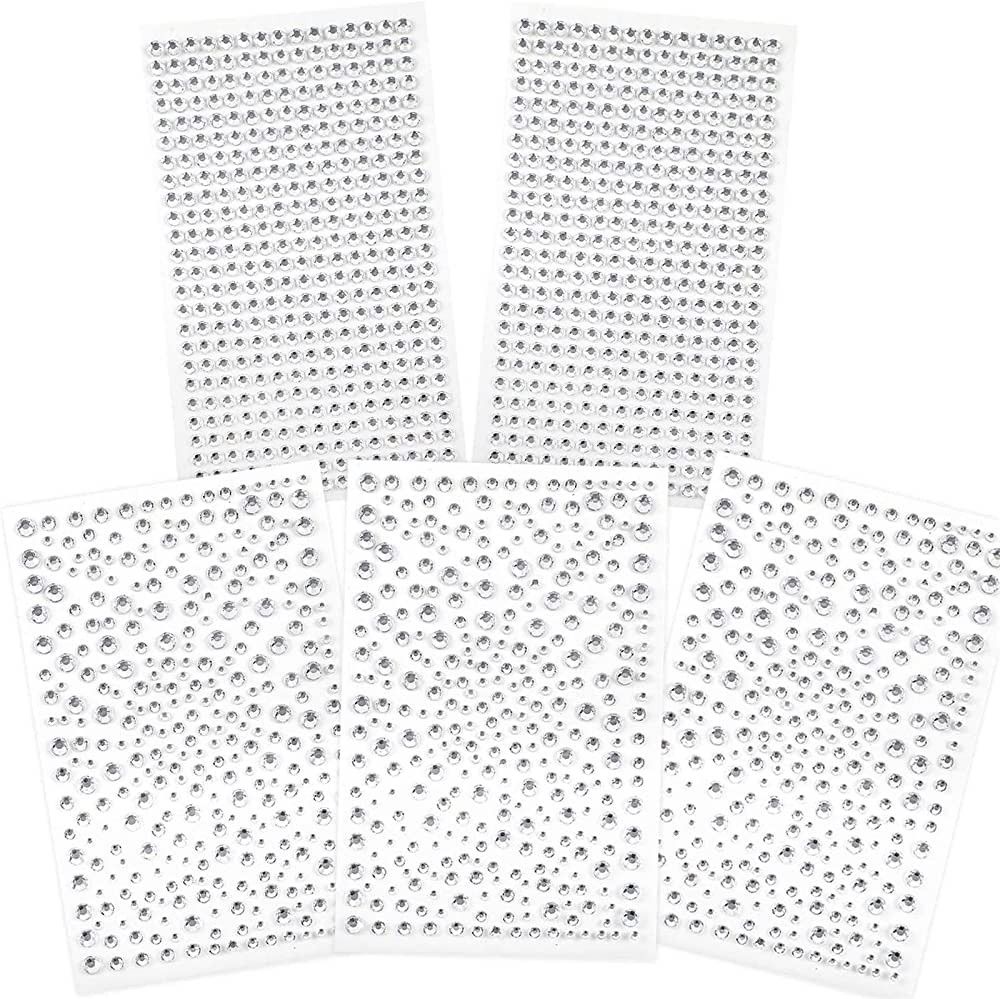OUTUXED 1725pcs Clear Rhinestones Stickers Self Adhesive Bling Gems Jewels Stickers, Stick on Rhi... | Amazon (US)