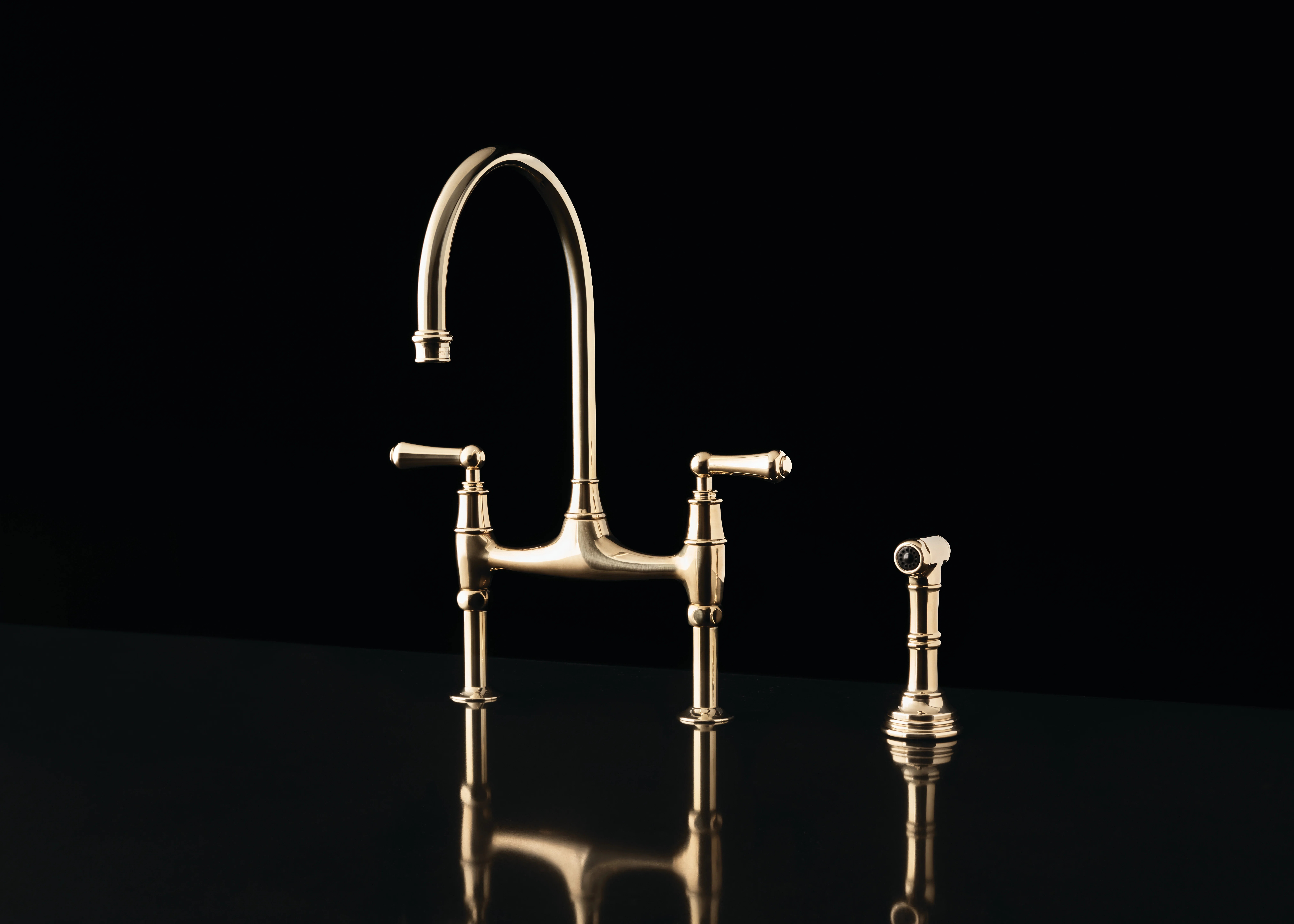 Georgian Era Bridge Kitchen Faucet With Side Spray U.4719L-ULB-2 | Wayfair North America