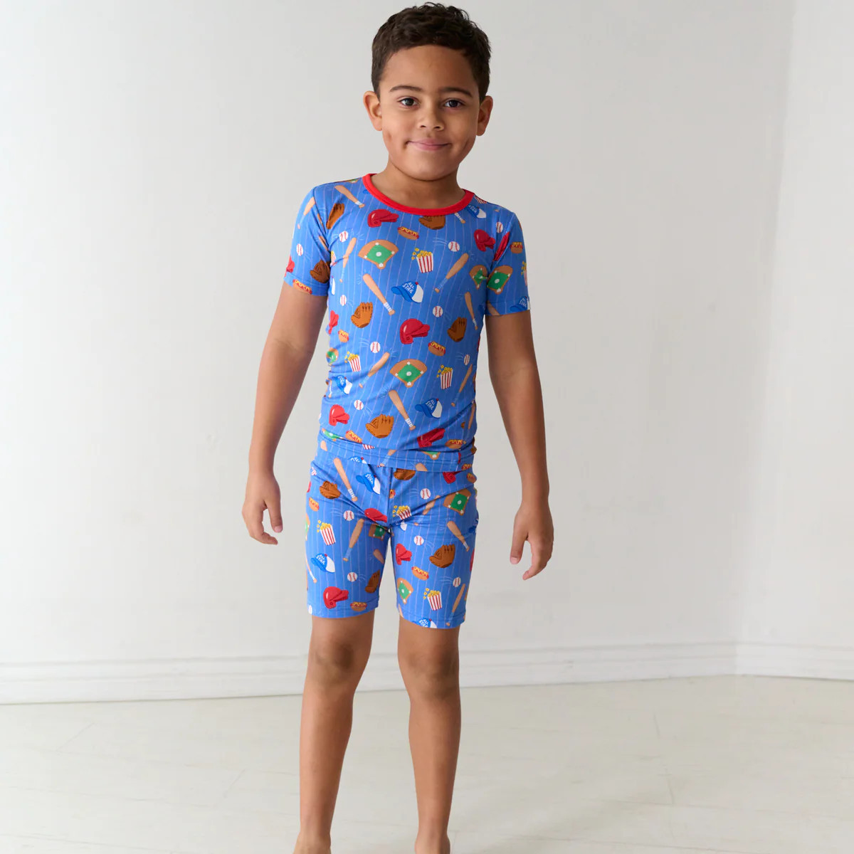 Blue All Stars Two-Piece Short Sleeve & Shorts Pajama Set | Little Sleepies