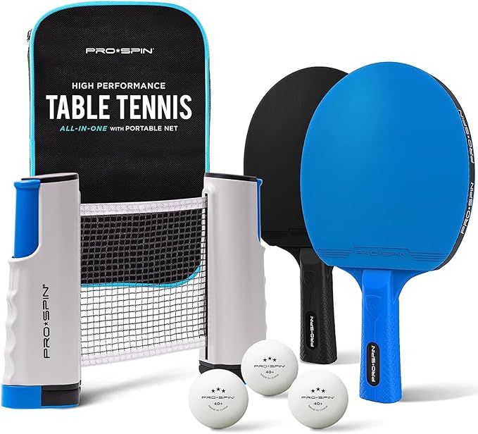 PRO SPIN All-in-One Portable Ping Pong Paddles Set | Table Tennis Set with Retractable Ping Pong ... | Amazon (US)