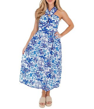 Hayden V-Neck Sleeveless Ric Rac Trim Midi A-Line Dress | Dillard's
