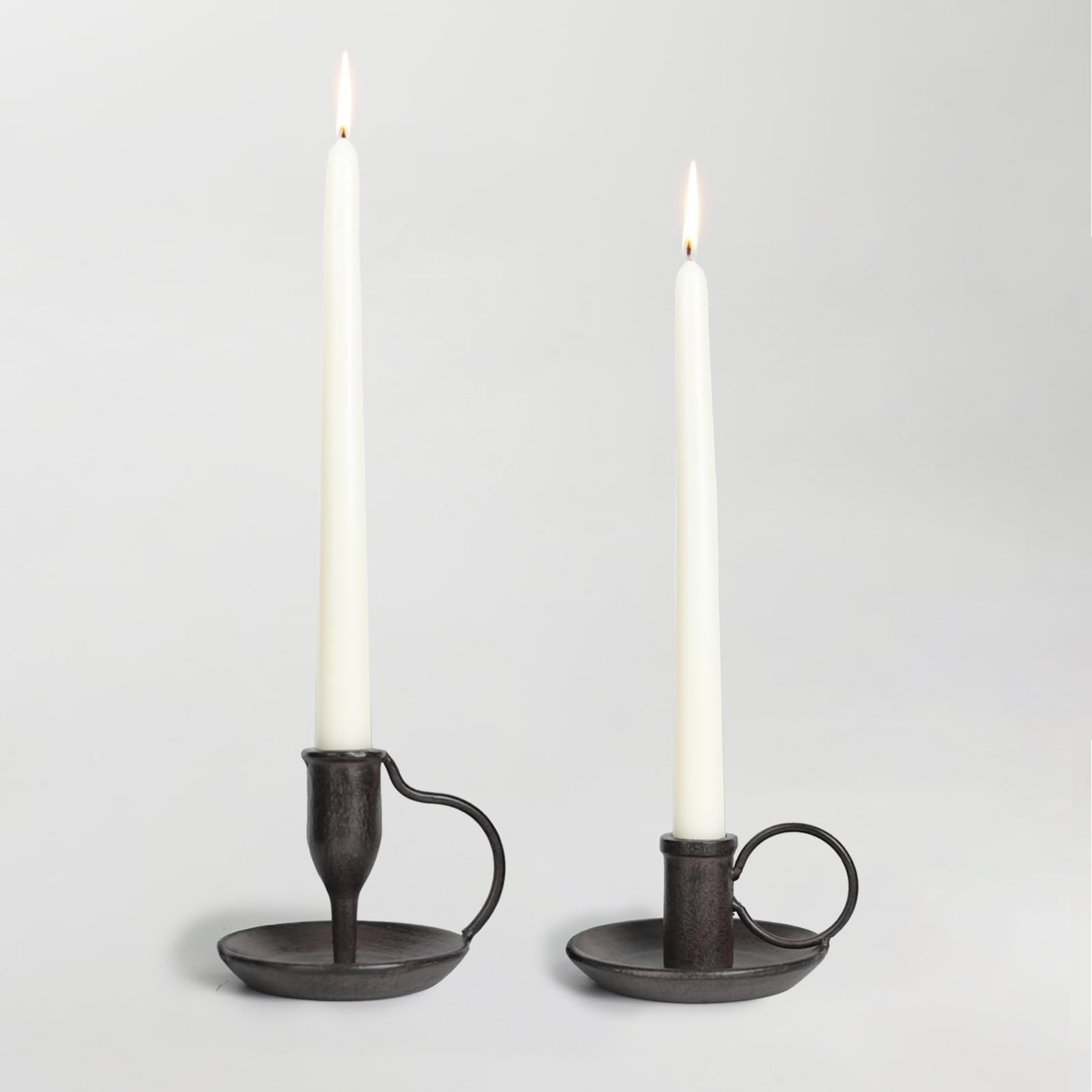 Matte Black Iron Candle Holder with Handle 2 Pcs Taper Candle Sticks Holder Decor Farmhouse Candl... | Amazon (US)