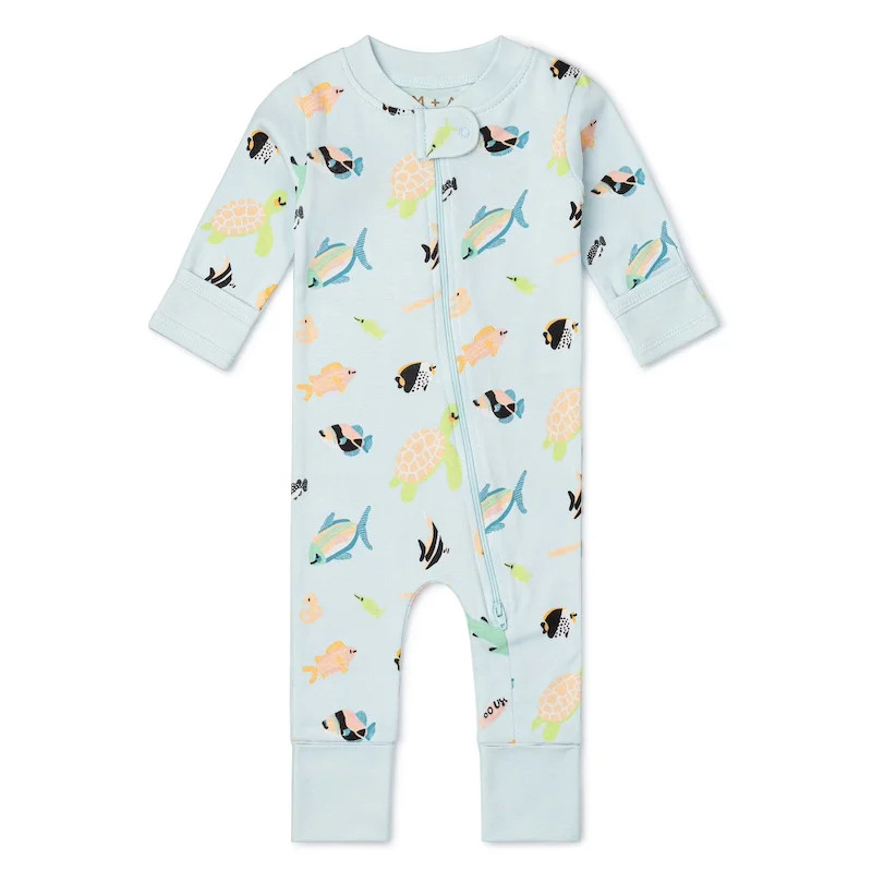 M+A by Monica + Andy Organic Cotton Gender Neutral Long Sleeve Baby One-Piece Pajama, Sizes Newbo... | Walmart (US)