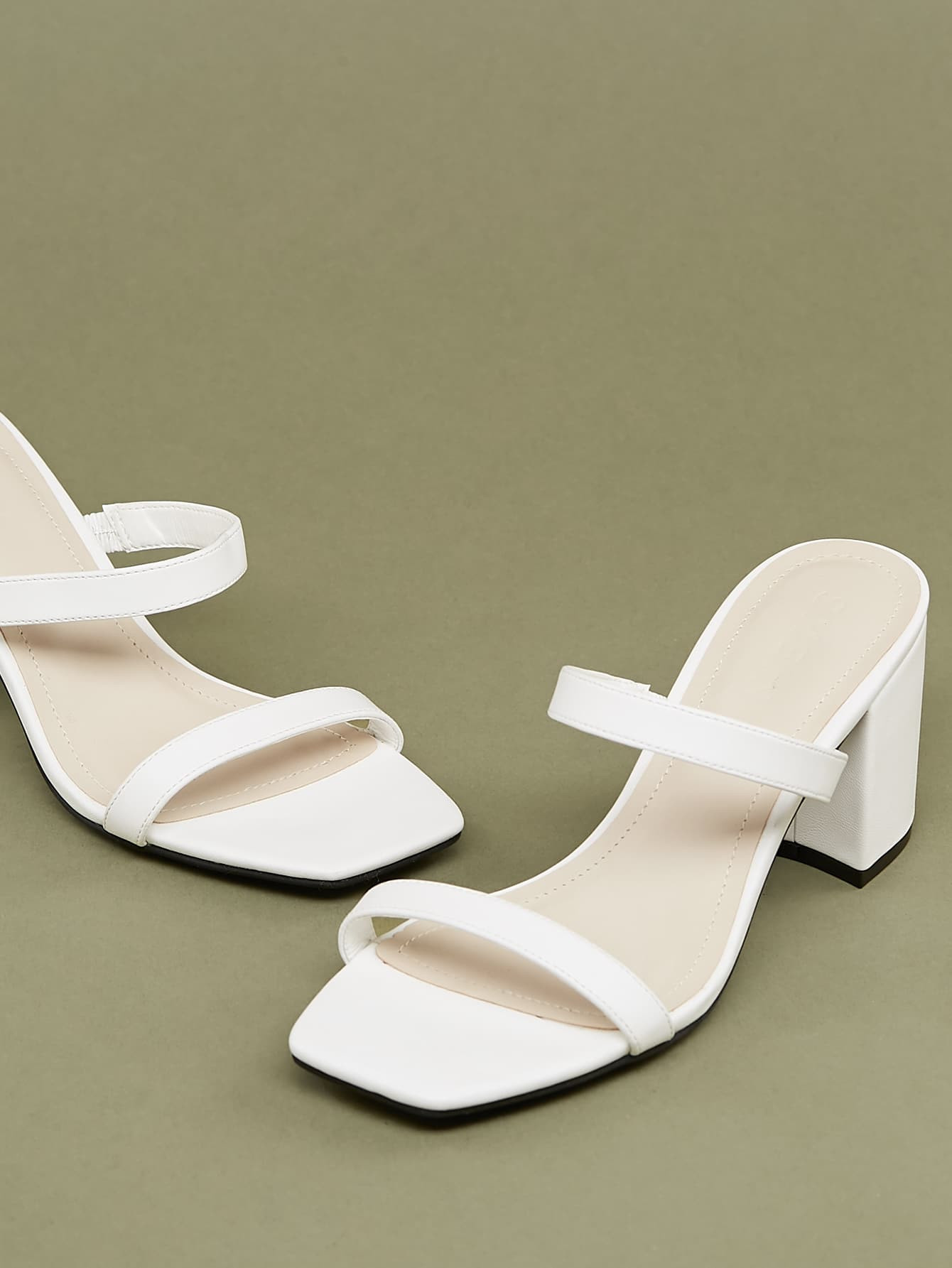 Twin Strap Open Toe Block Heel Sandals | SHEIN