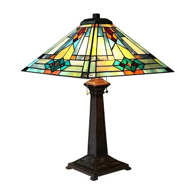 Chloe Lighting Mason Mission 2 Light Tiffany-Style Antique Dark Bronze Table Lamp 16" Shade | Target