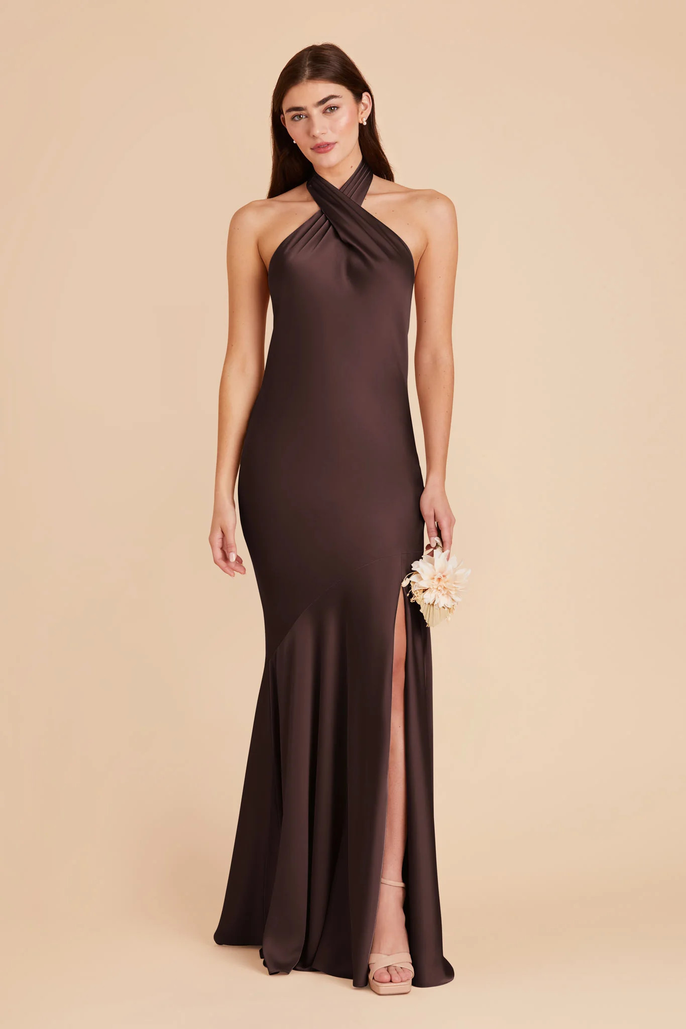 Stephanie Espresso Satin Strapless Dress | Birdy Grey | Birdy Grey