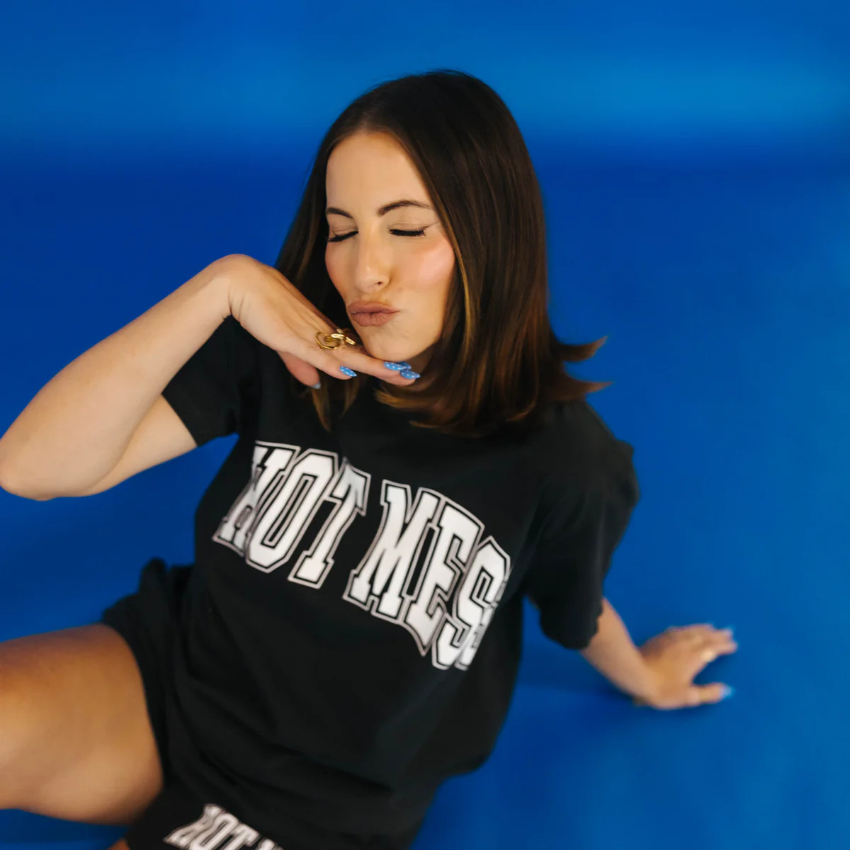 Black Hot Mess Varsity Tee | Staykation