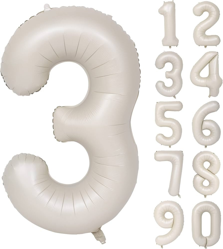 40 In Cream white Number Balloons Helium Foil Mylar Balloon Birthday Party banquet Decoration Dig... | Amazon (US)