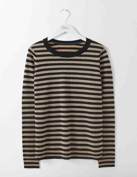 Renata Sweater Black/Gold Stripe Women Boden | Boden (US)