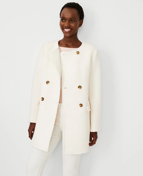 Wool Blend Crew Neck Coat | Ann Taylor (US)