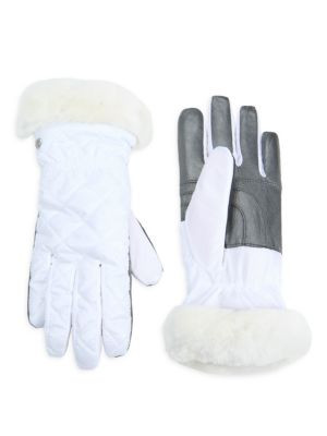 UGG Quilted Shearling Trim &amp; Leather Gloves on SALE | Saks OFF 5TH | Saks Fifth Avenue OFF 5TH