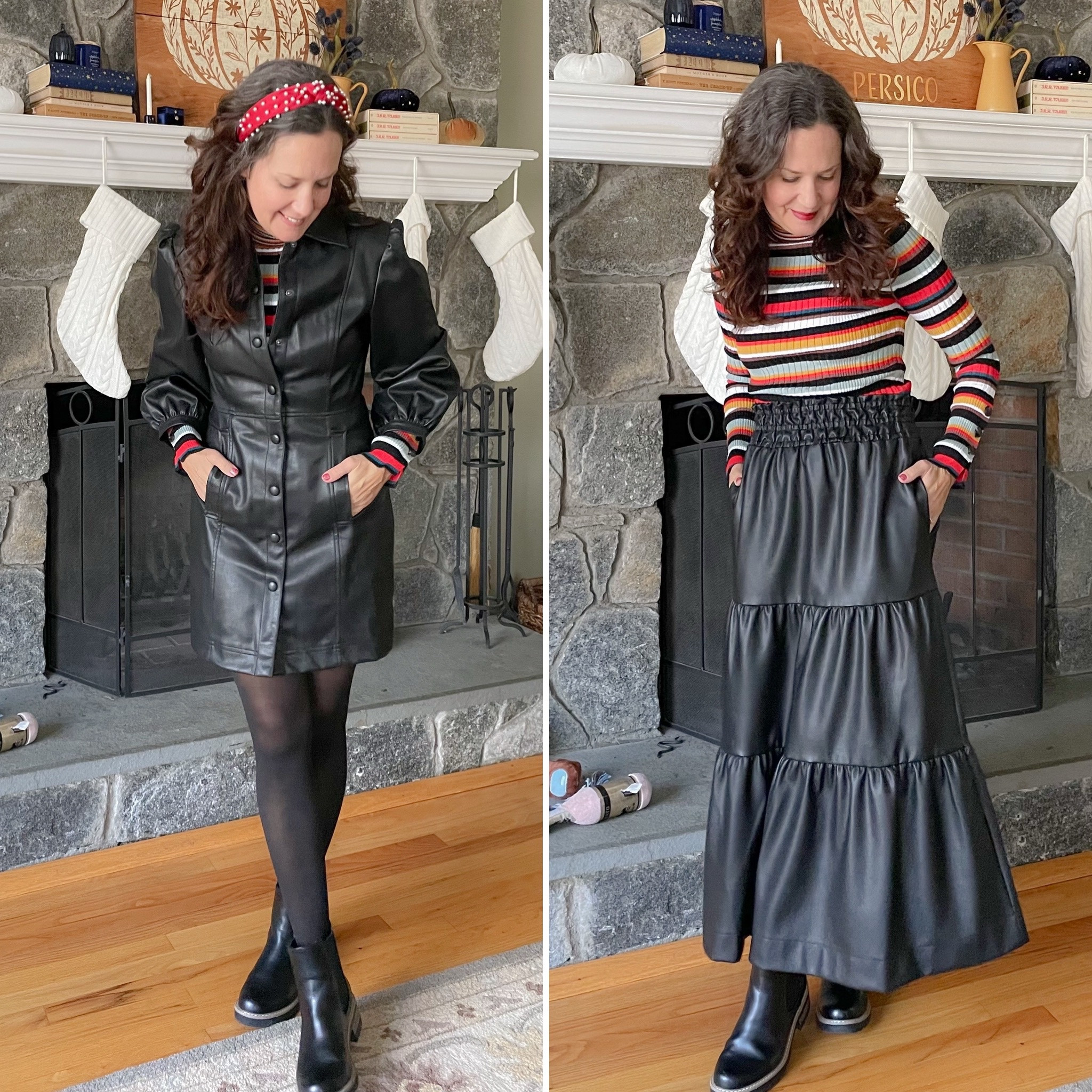 Faux leather holiday styles! 

#LTKHoliday #LTKSeasonal #LTKover40