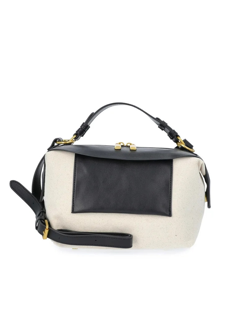 Free Assembly Women's Canvas Crossbody Handbag, Natural/Black | Walmart (US)