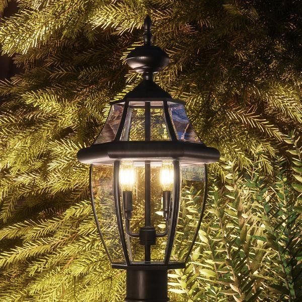 UQL1148 Colonial Outdoor Post Light, 21"H x 11"W, Black Silk Finish, Cambridge Collection | Urban Ambiance, Inc.