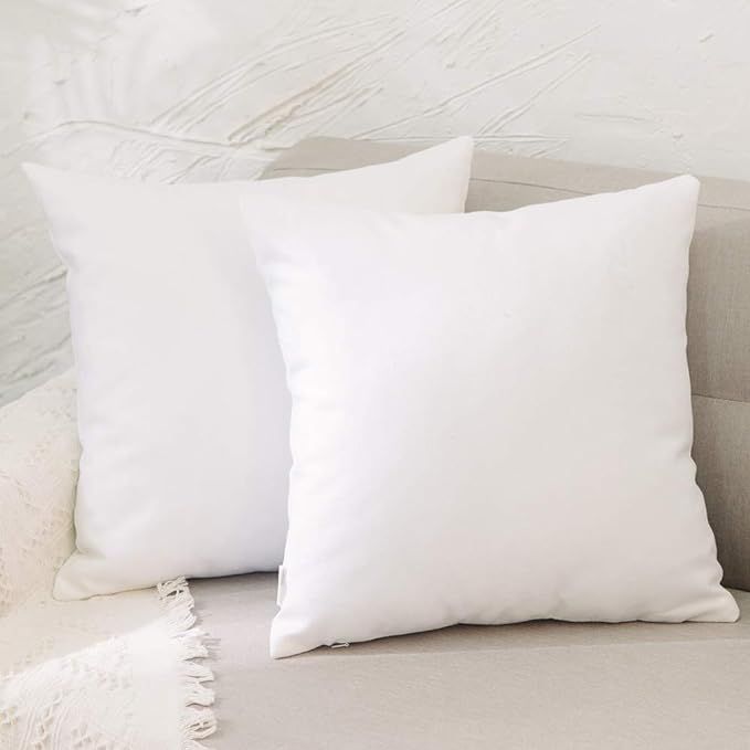 NATUS WEAVER 2 Pack White Pillowcase Soft Faux Linen Square Child Decorative Throw Cushion Cover ... | Amazon (US)