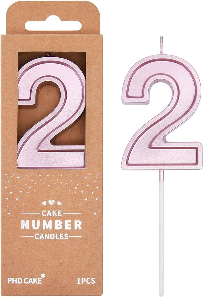 PHD CAKE 2.76 Inch Luxe Rose Gold 2 Number Birthday Candles, Rose Gold Number Candles, Cake Numbe... | Amazon (US)