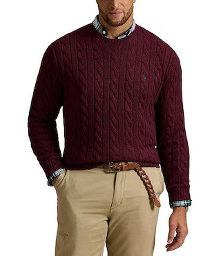 Polo Ralph Lauren Big & Tall Cable Knit Cotton Sweater | Dillard's | Dillard's