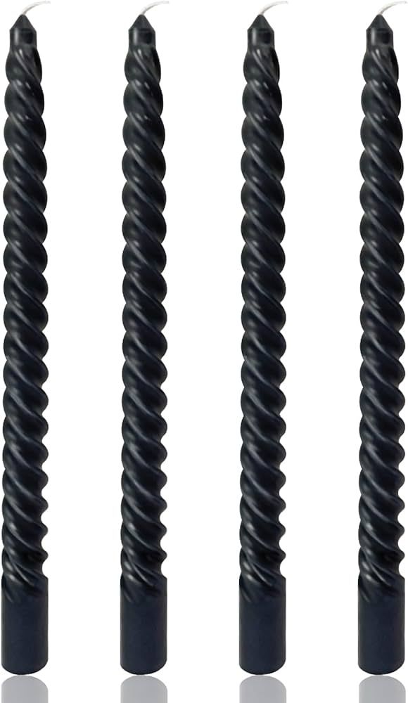 10 Inch Black Spiral Taper Candles for Dinner Party Halloween Home Decoration, 4 Pack Twisted Can... | Amazon (US)