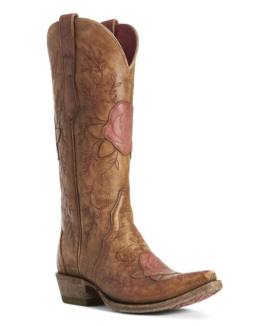 Ariat Women's Western Boots - Distressed Brown Floral Rosalind Leather Cowboy Boot - Women | Zulily