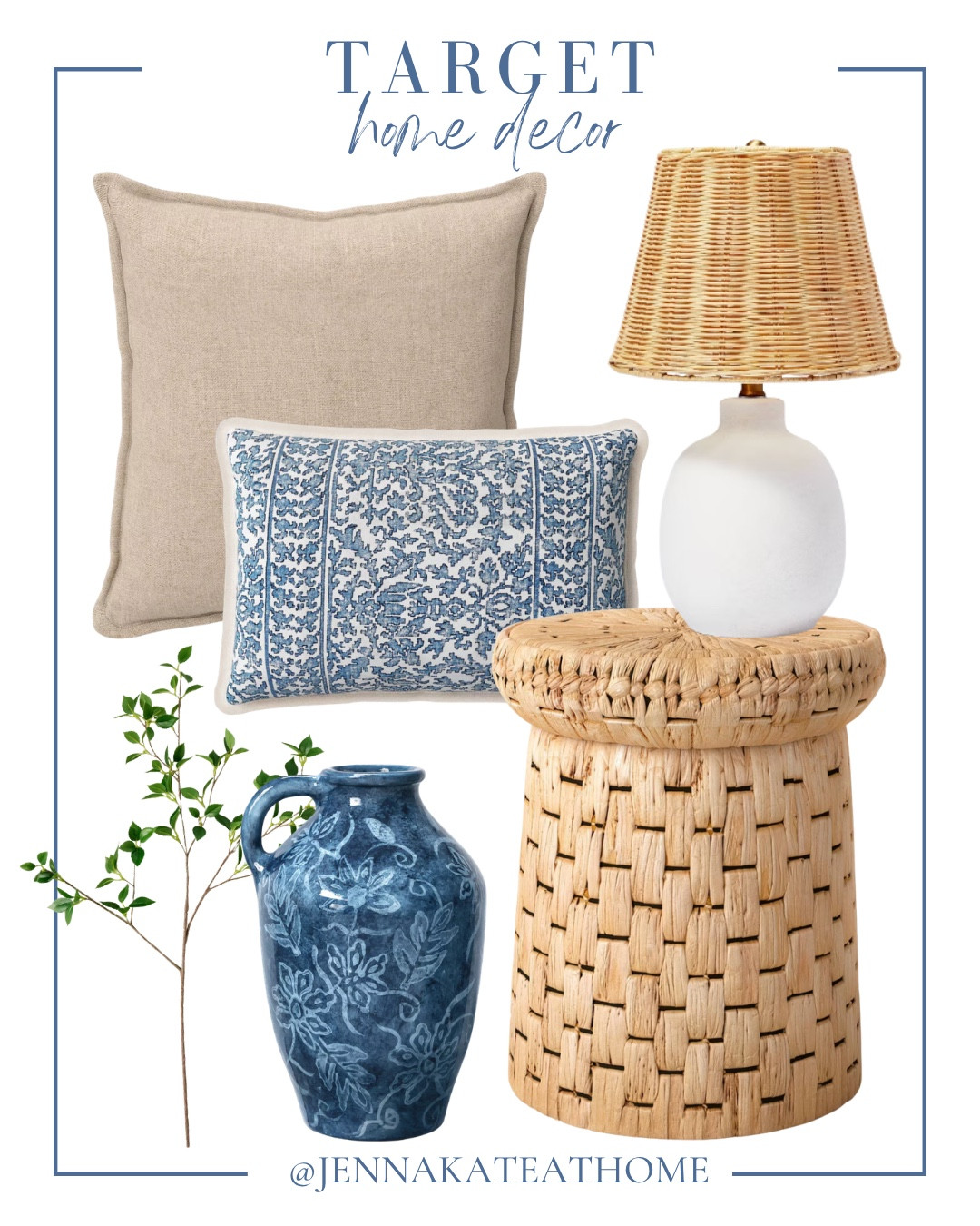 Target home decor includes side table, vase, greenery stem, table lamp, and throw pillows 

Home decor, coastal home, looks for less

#LTKHome #LTKSeasonal #LTKSaleAlert