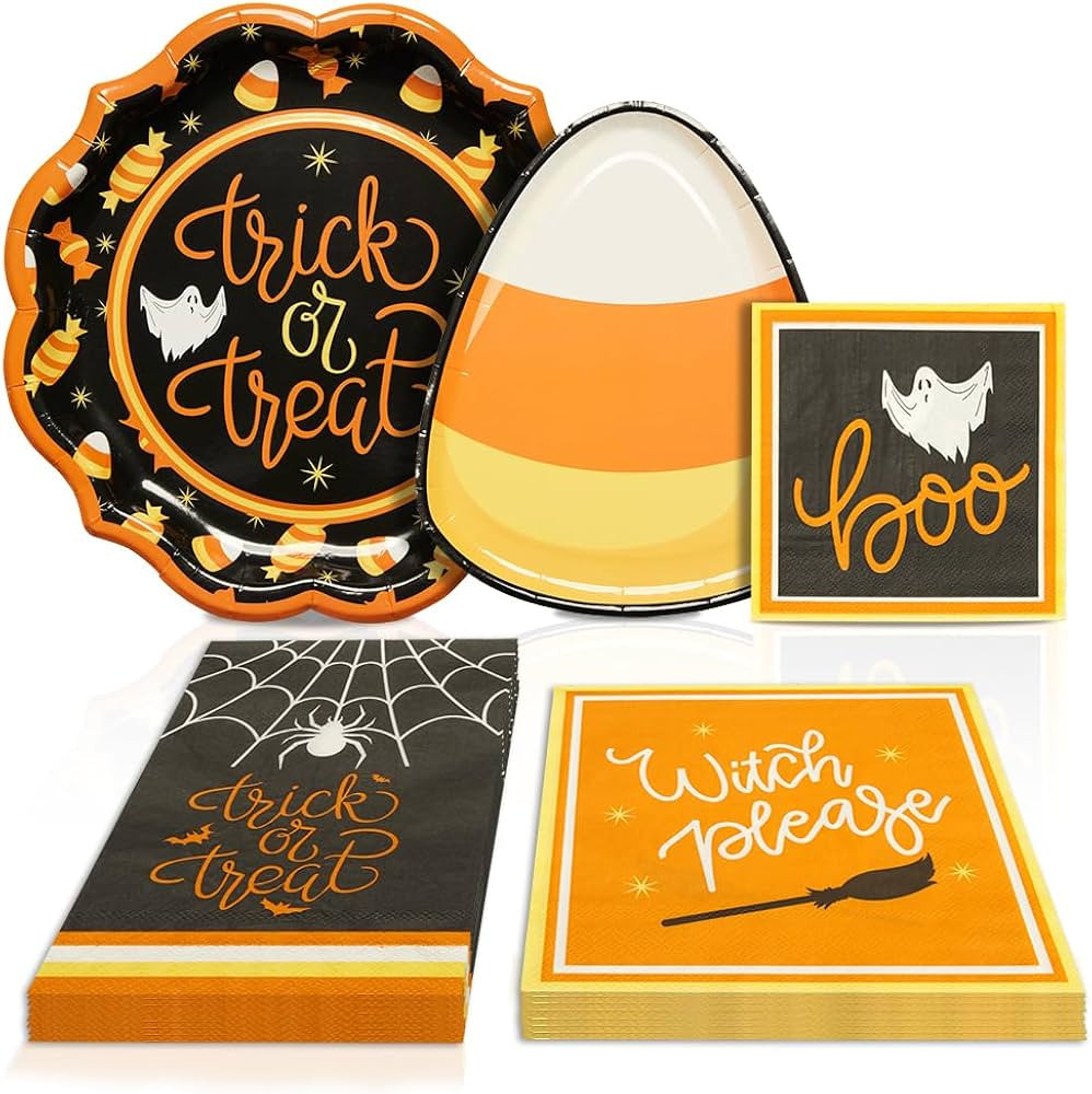 Halloween Themed Table Setting Set. Premium Heavyweight Paper Place Setting includes: 8 Dinner Pl... | Amazon (US)