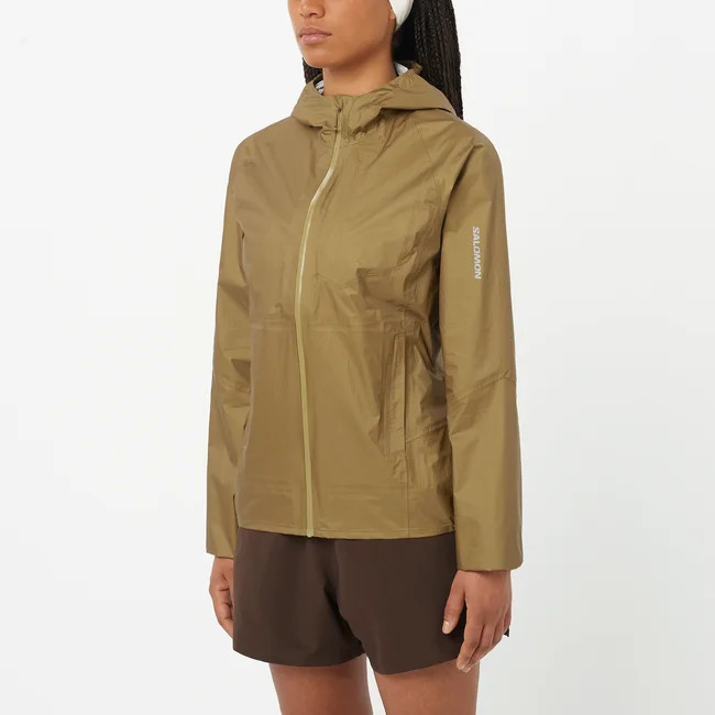 Salomon Women's Bonatti Waterproof and Breathable Running Jacket, Olive/Black, Size S | Salomon - US