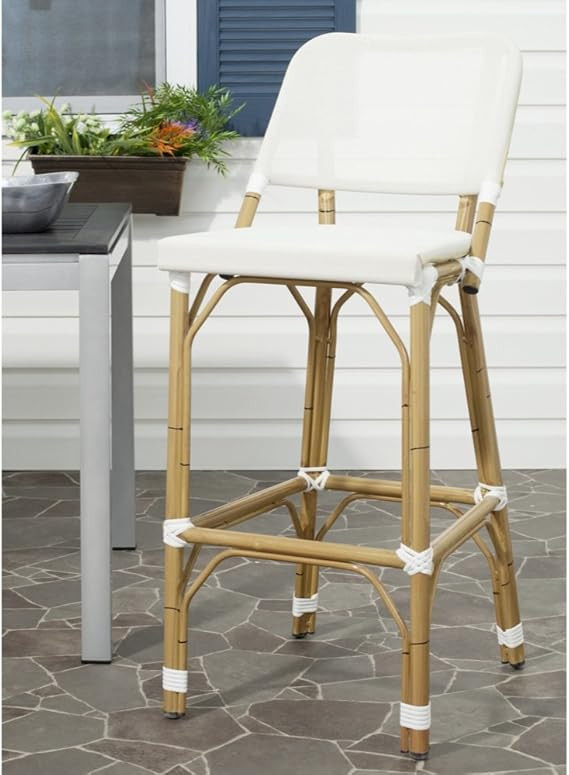 Safavieh Home Collection Deltana Beige Indoor/ Outdoor Barstool | Amazon (US)