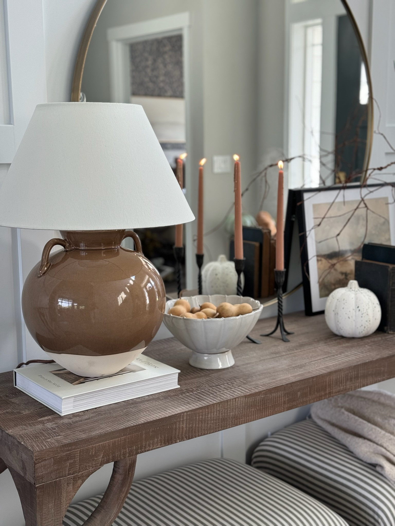 The prettiest new table lamp! I love the two tone finish with the ceramic base and glazed top. Brown is trending this season, and I love it! 

#LTKStyleTip #LTKHome