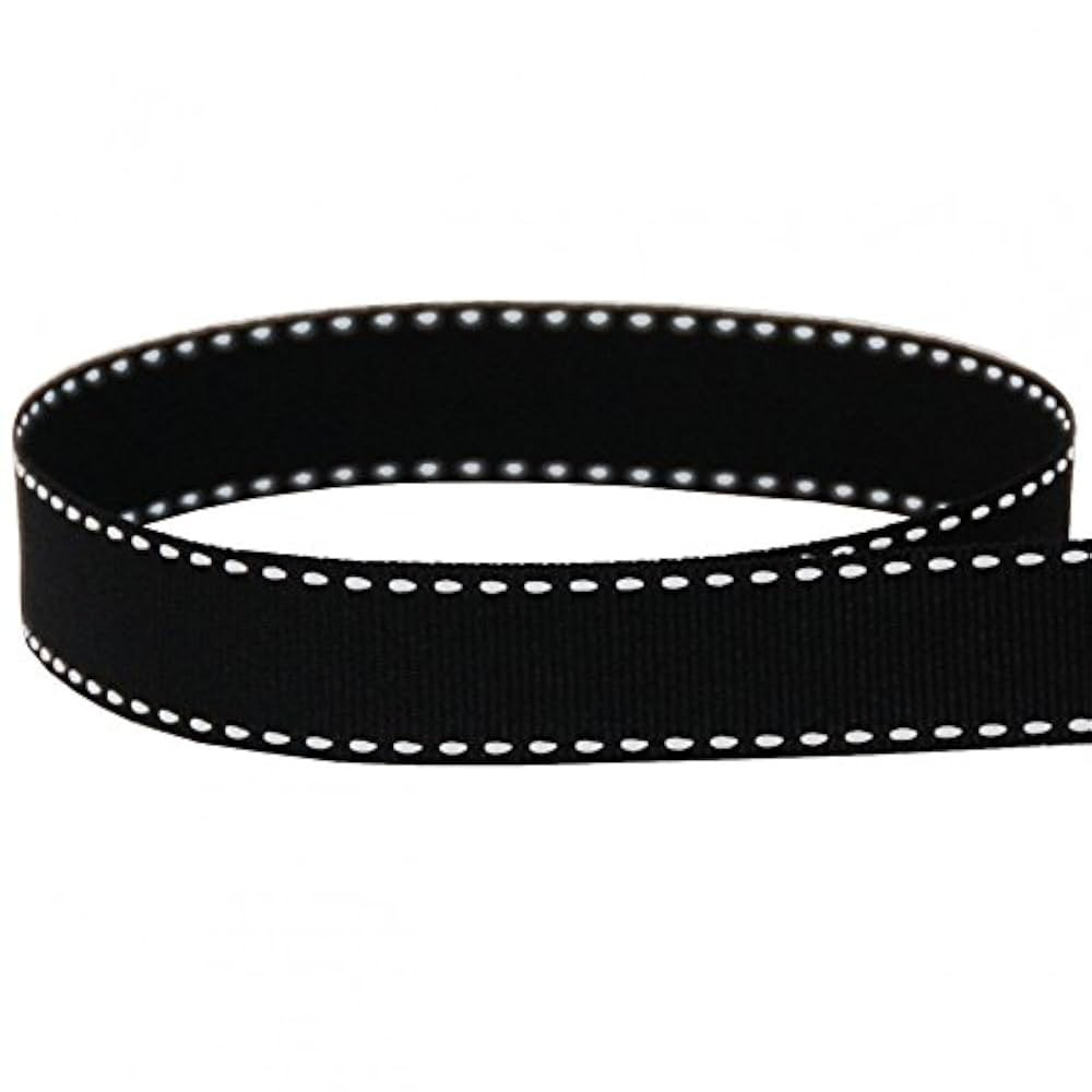 USA Made 3/8" Black & White Saddle Stitch Grosgrain Ribbon - 20 Yards (3/8" & 5/8" Options) | Amazon (US)