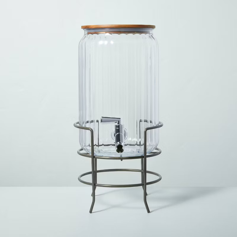 256oz Ribbed Plastic Beverage Dispenser with Stand & Lid - Hearth & Hand™ with Magnolia | Target