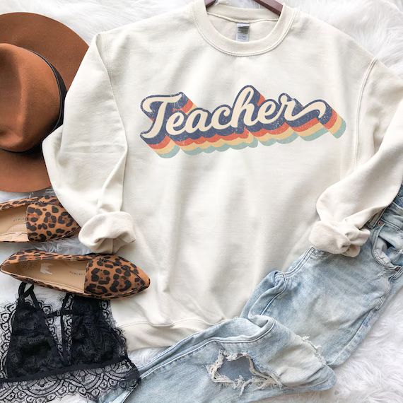 Retro Teacher Sweatshirt Teacher Sweatshirt Teacher | Etsy | Etsy (US)