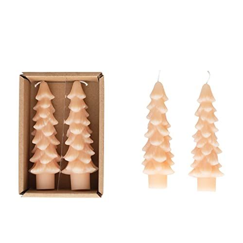Creative Co-Op Unscented Tree Shaped Taper Candles, Blush, Boxed Set of 2 | Amazon (US)