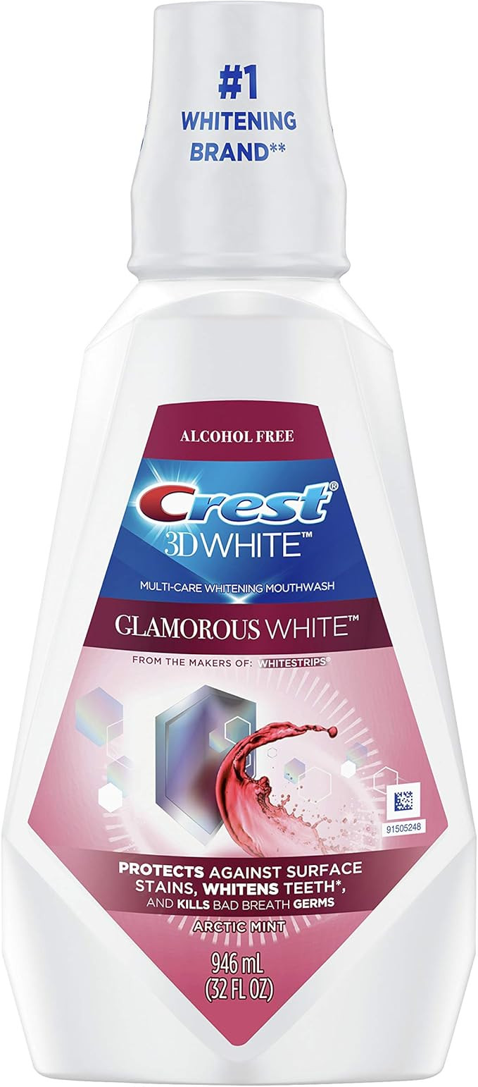 Crest 3D White Glamorous White Mouthwash, Alcohol Free Multi-Care Whitening Mouthwash, Arctic Min... | Amazon (US)