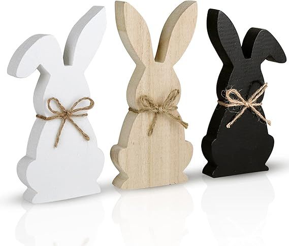 Easter Decorations for The Home, 3 pcs Easter Bunny Wooden Table Centerpiece Signs Easter Decor R... | Amazon (US)