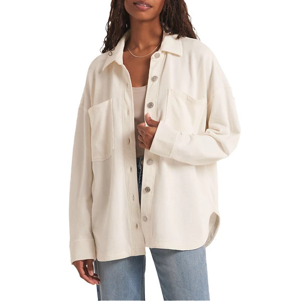 Women's Z Supply All Day Long Sleeve Shacket Large Sandstone | Scheels