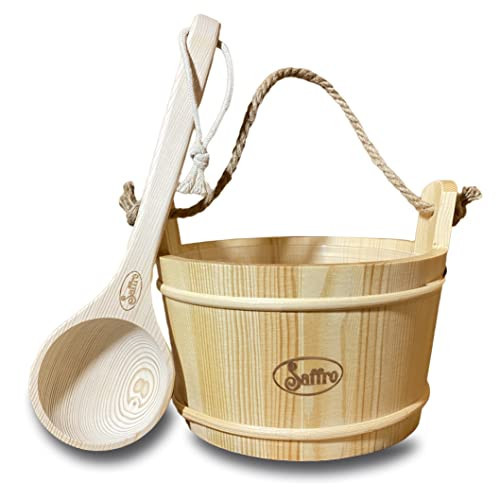 Saffro Sauna Bucket and Ladle for Beautiful Sauna Accessories, Sauna Buckets Made from Authentic Finnish Pine - 1 Gallon Sauna Bucket and Sauna Ladle for Your Sauna | Amazon (US)