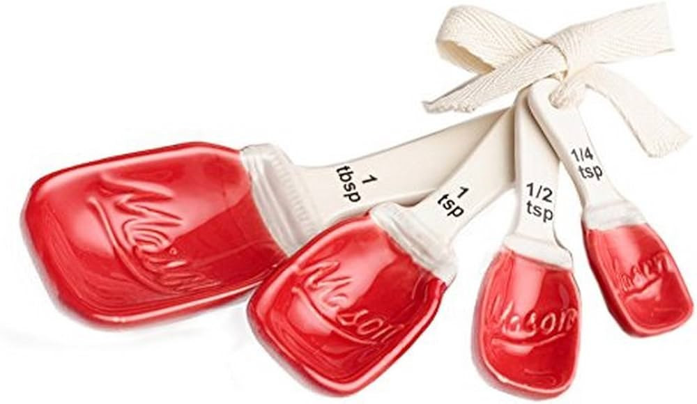 Red Ceramic Mason Jar Measuring Spoons | Amazon (US)