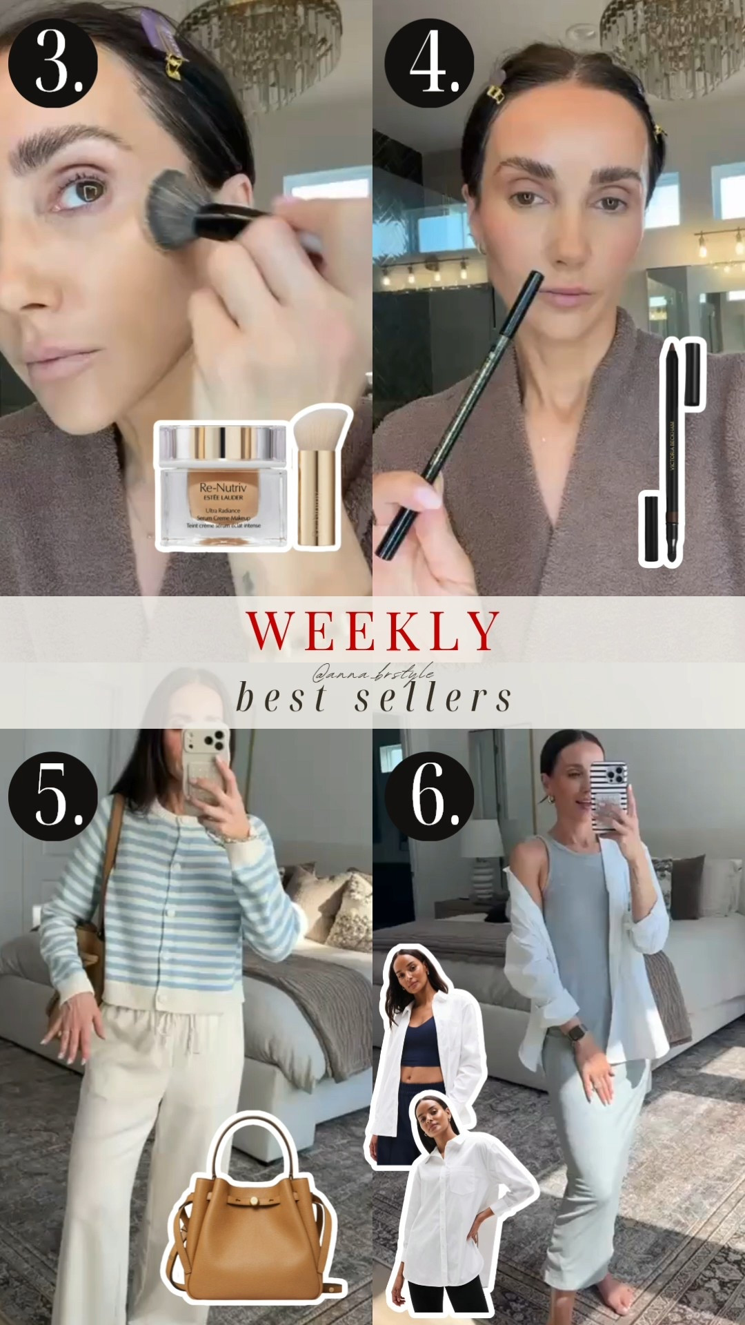 Weekly best sellers, tory burch bucket bag, white button down, makeup over 40, annabrstyle.

#LTKBeauty #LTKOver40