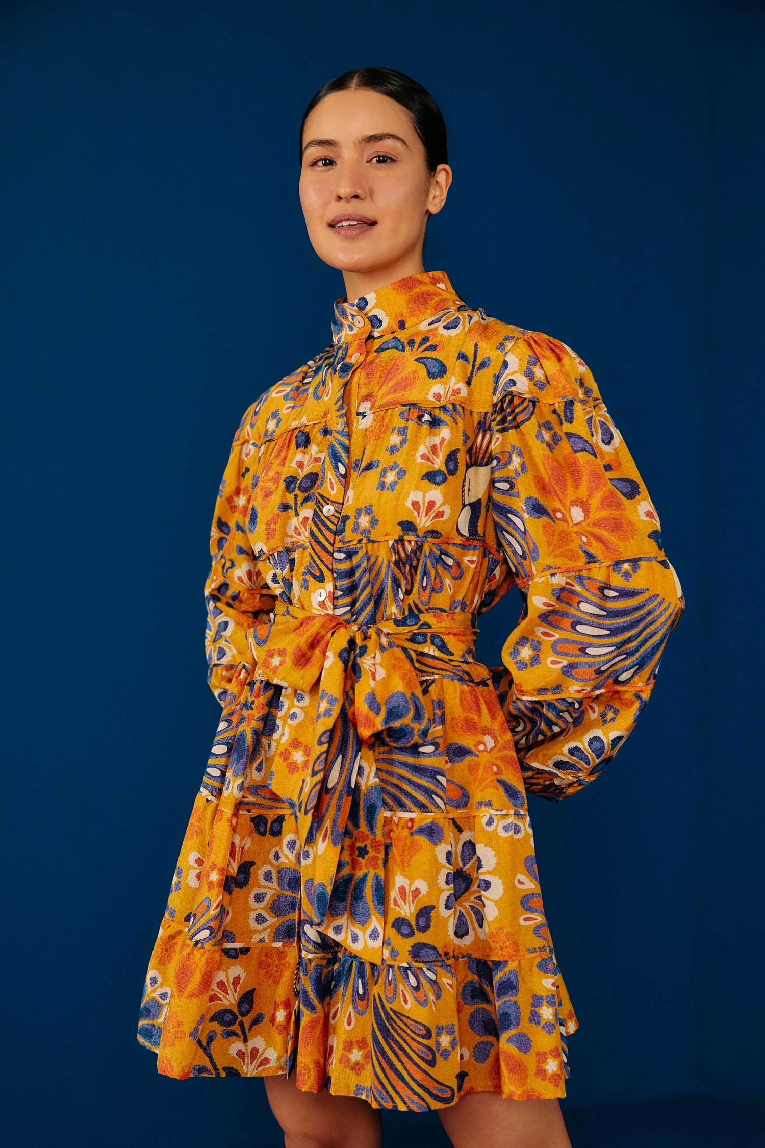 Yellow Pineapple Flowers Mini Dress | FarmRio (US)