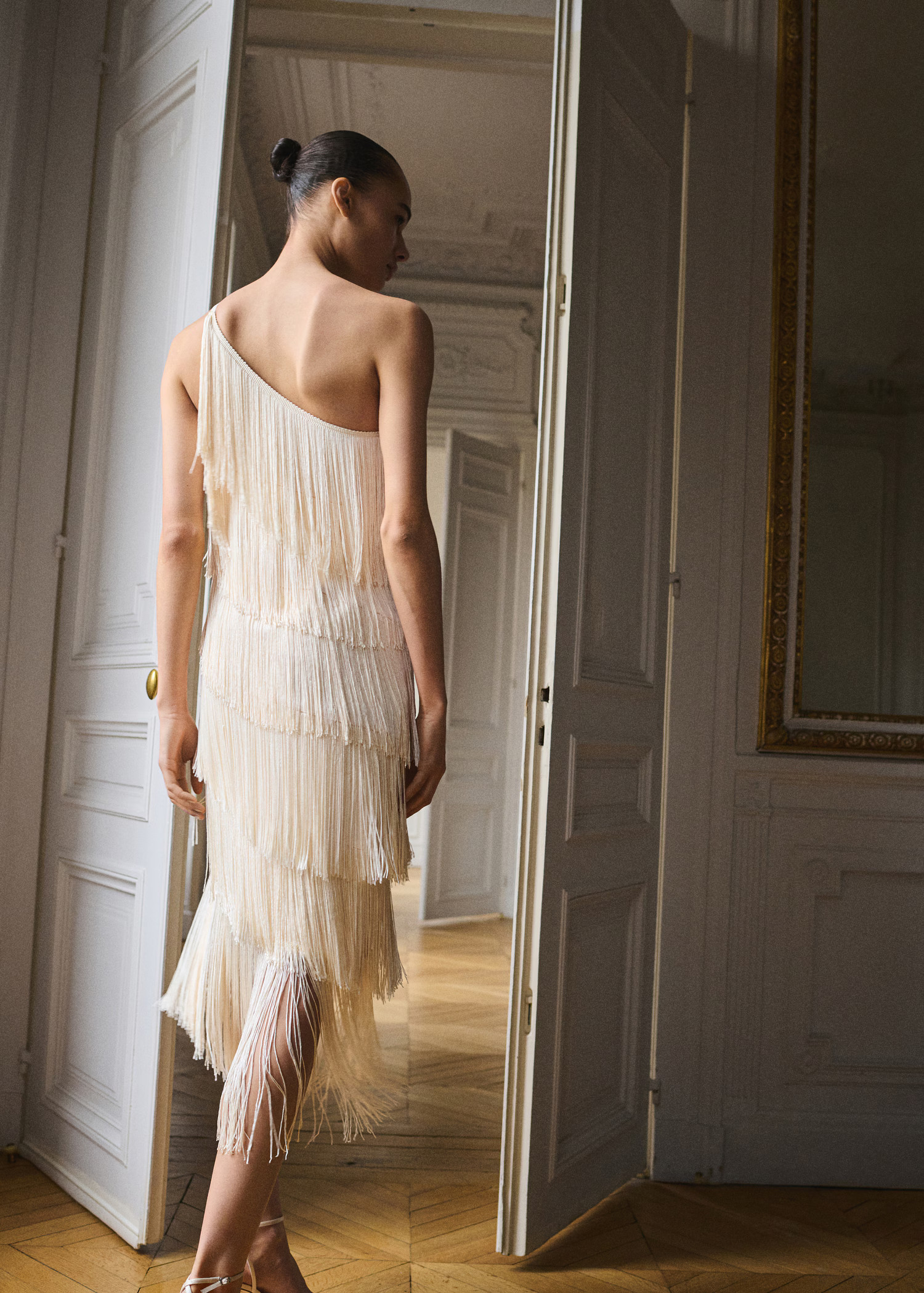 Asymmetrical fringed midi-dress - Women | MANGO USA | Mango (US/MX/AU)